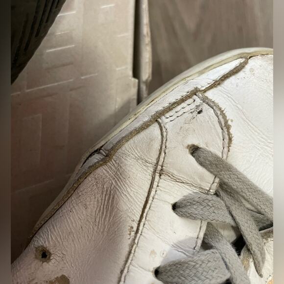 golden goose white & orange superstar low top sneakers tennis shoes size 37 - Picture 10 of 13